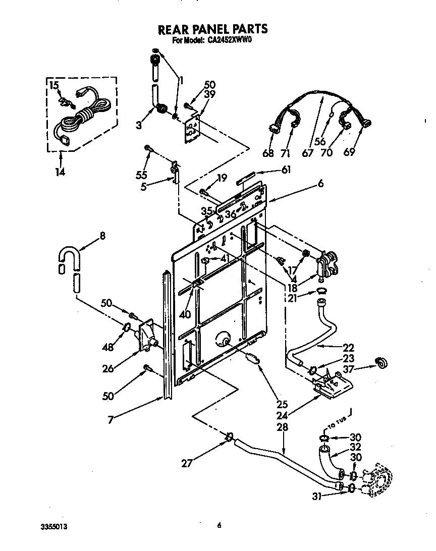 Whirlpool CA2452XWW0 rear panel diagram