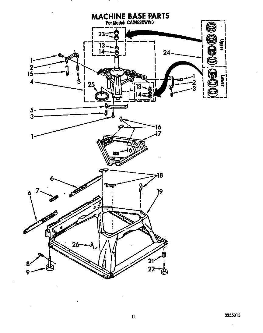 Whirlpool CA2452XWW0 machine base diagram