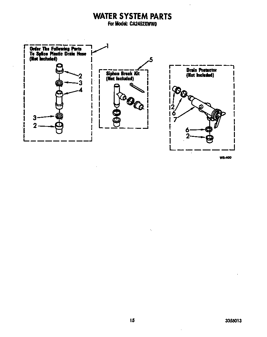 Whirlpool CA2452XWW0 water system diagram
