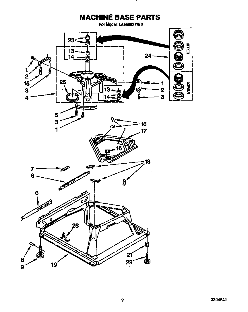 Whirlpool LA5588XYW0 machine base diagram