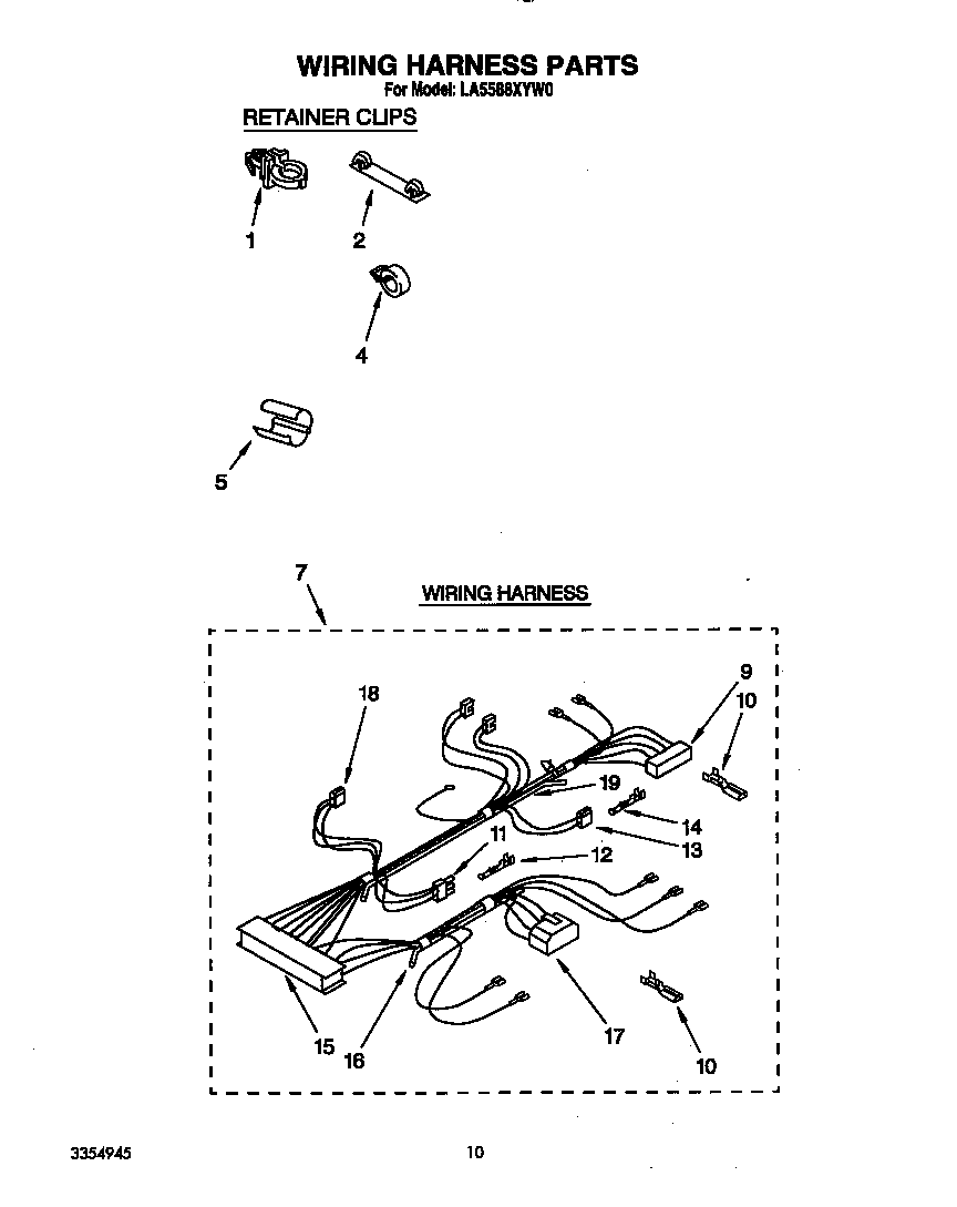 Whirlpool LA5588XYW0 wiring harness diagram
