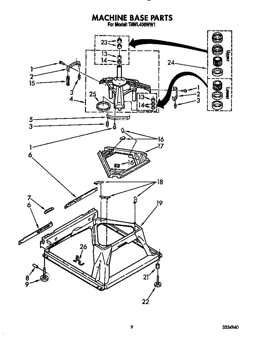 Estate TAWL400WW1 machine base diagram