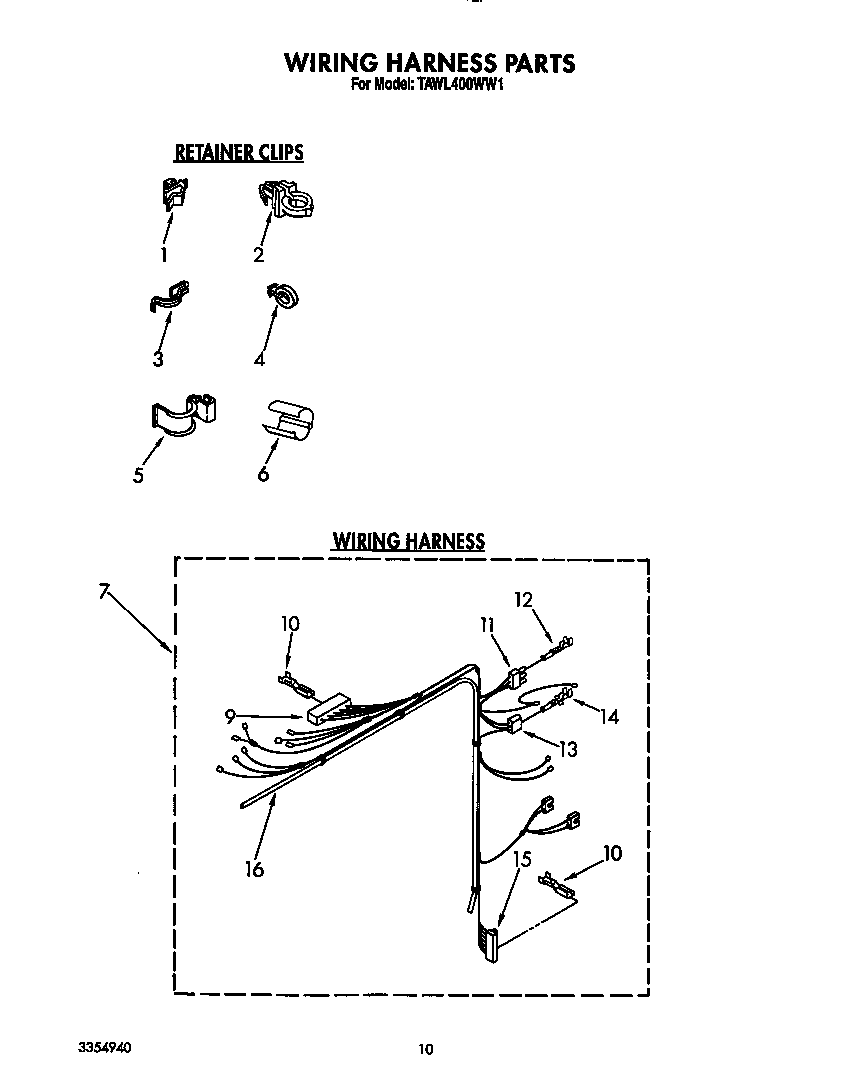 Estate TAWL400WW1 wiring harness diagram