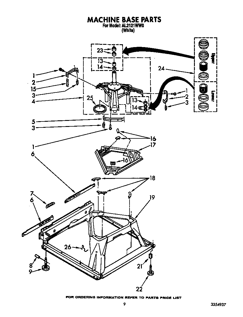 Roper AL2121WW0 machine base diagram