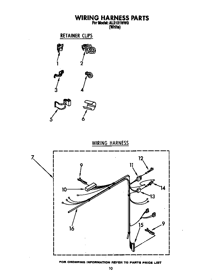 Roper AL2121WW0 wiring harness diagram