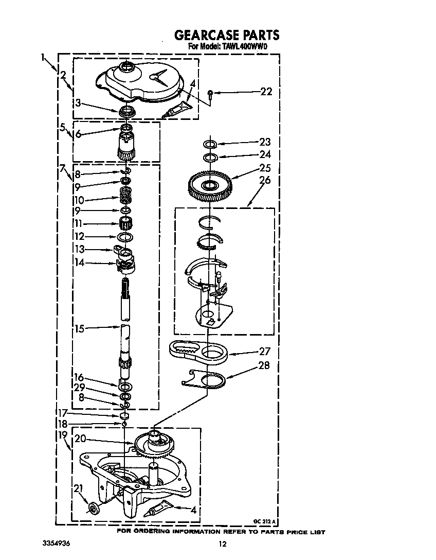 Estate TAWL400WW0 gearcase diagram