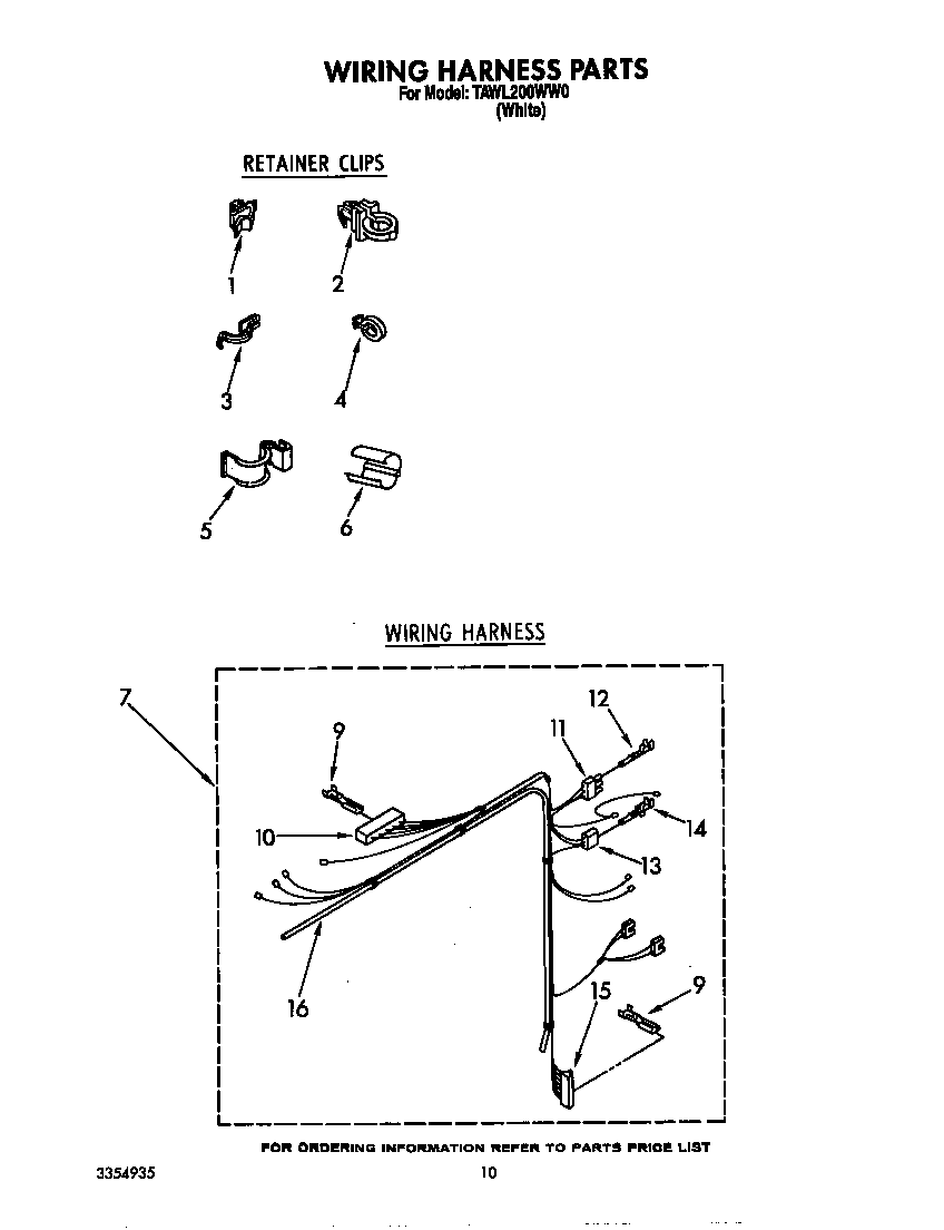 Estate TAWL200WW0 wiring harness diagram