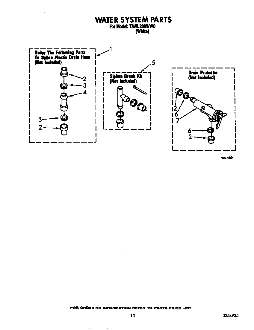 Estate TAWL200WW0 water system diagram