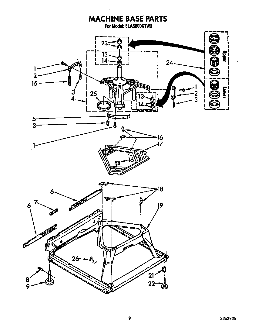 Whirlpool 6LA5800XTW2 machine base diagram