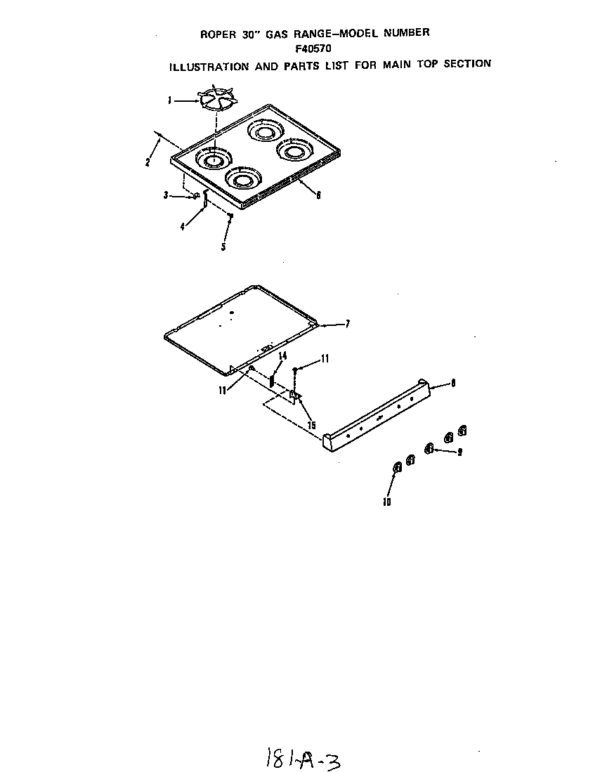 Roper F4057*0 main top diagram