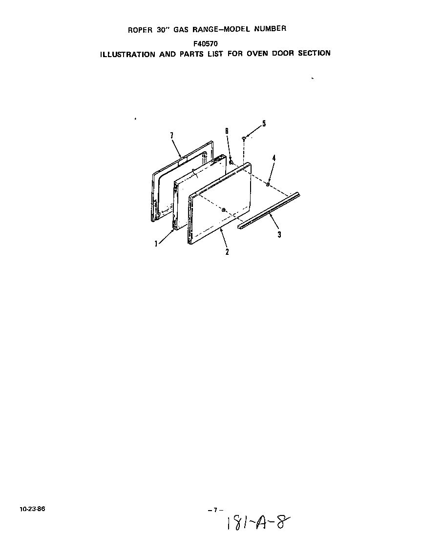 Roper F4057*0 oven door diagram