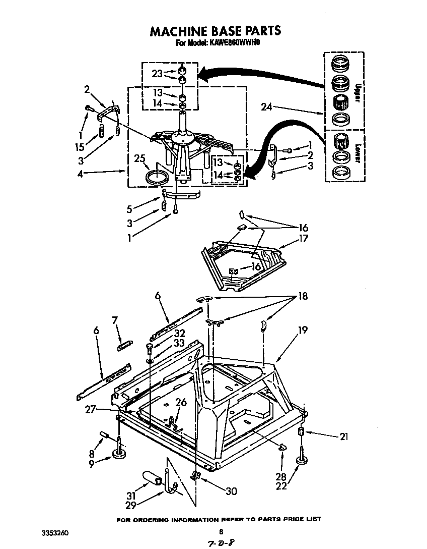 KitchenAid KAWE860WWH0 machine base diagram