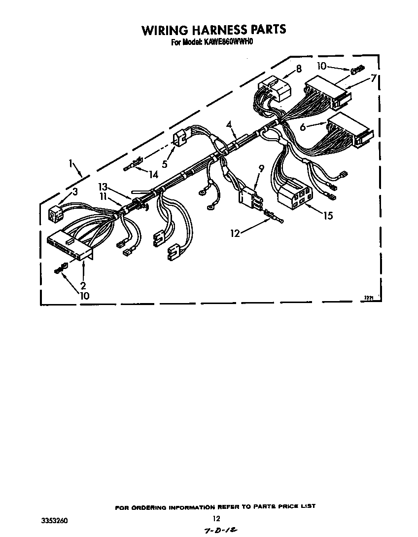 KitchenAid KAWE860WWH0 wiring harness diagram