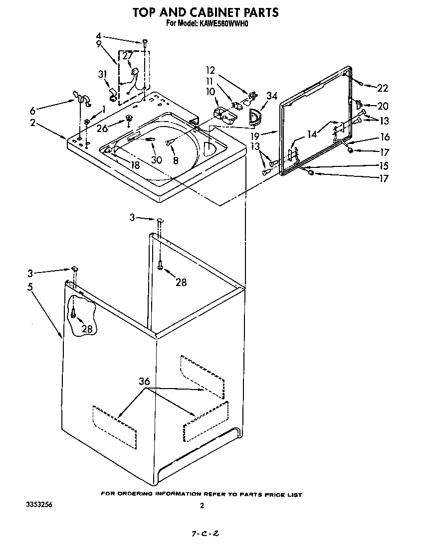 KitchenAid KAWE560WWH0 top and cabinet diagram