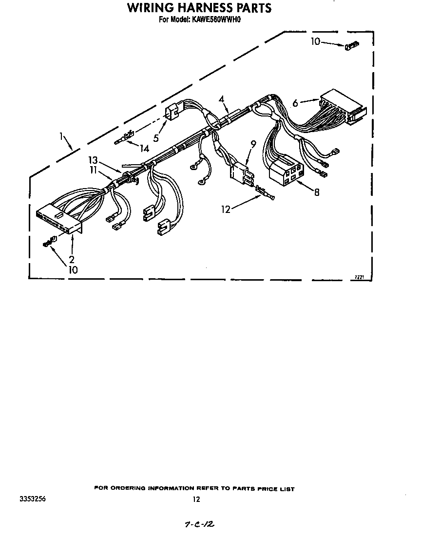 KitchenAid KAWE560WWH0 wiring harness diagram