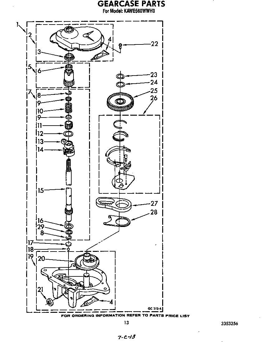 KitchenAid KAWE560WWH0 gearcase diagram