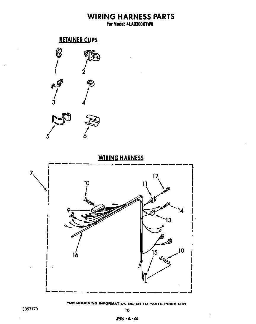 Whirlpool 4LA9300XTW0 wiring harness diagram