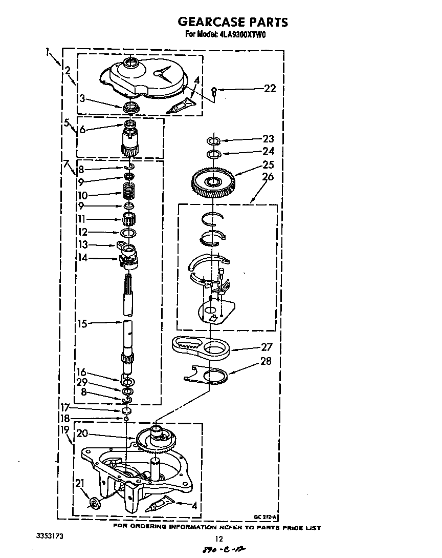 Whirlpool 4LA9300XTW0 gearcase diagram