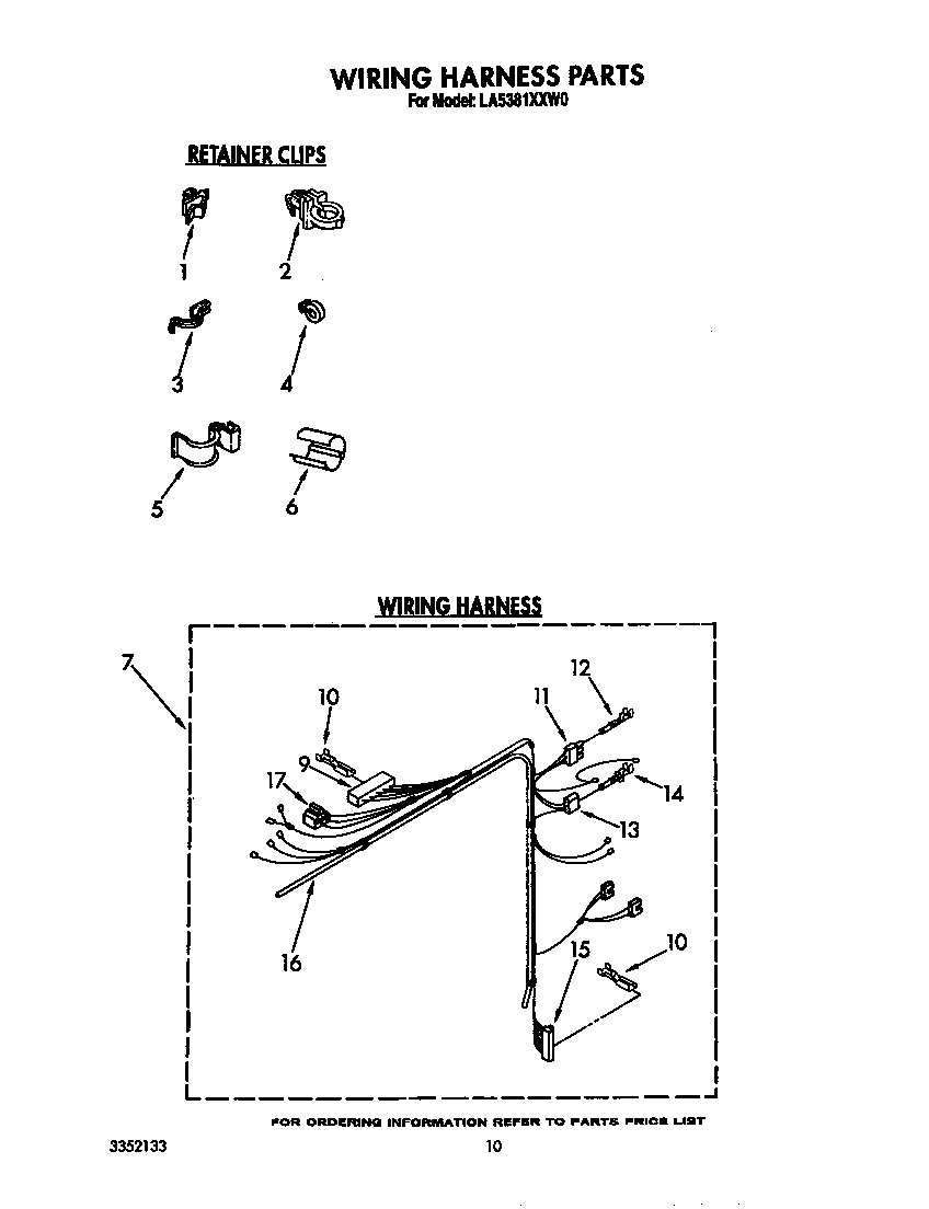 Whirlpool LA5381XXW0 wiring harness diagram
