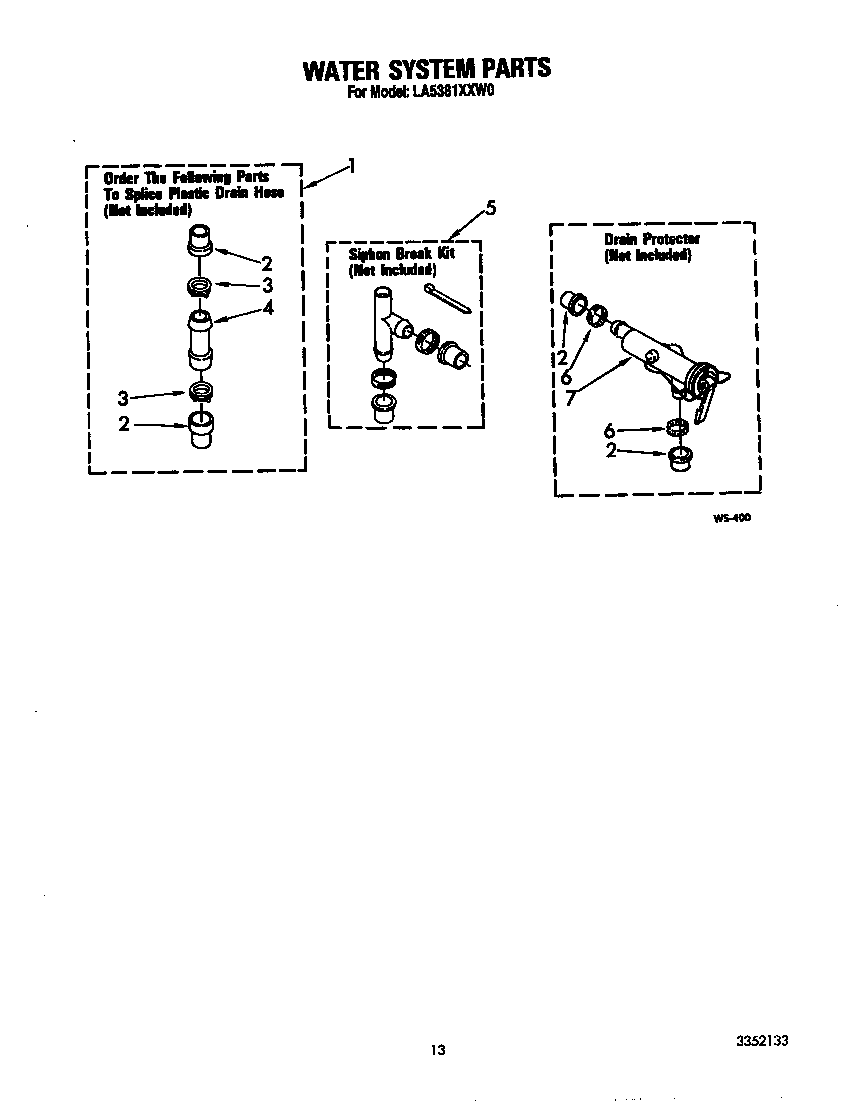 Whirlpool LA5381XXW0 water system diagram