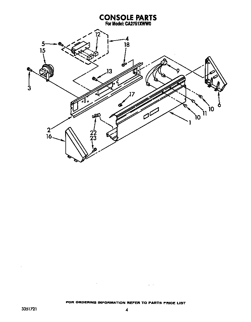 Whirlpool CA2751XWW0 console diagram