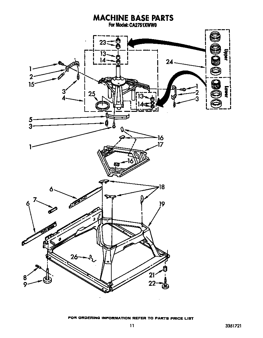 Whirlpool CA2751XWW0 machine base diagram