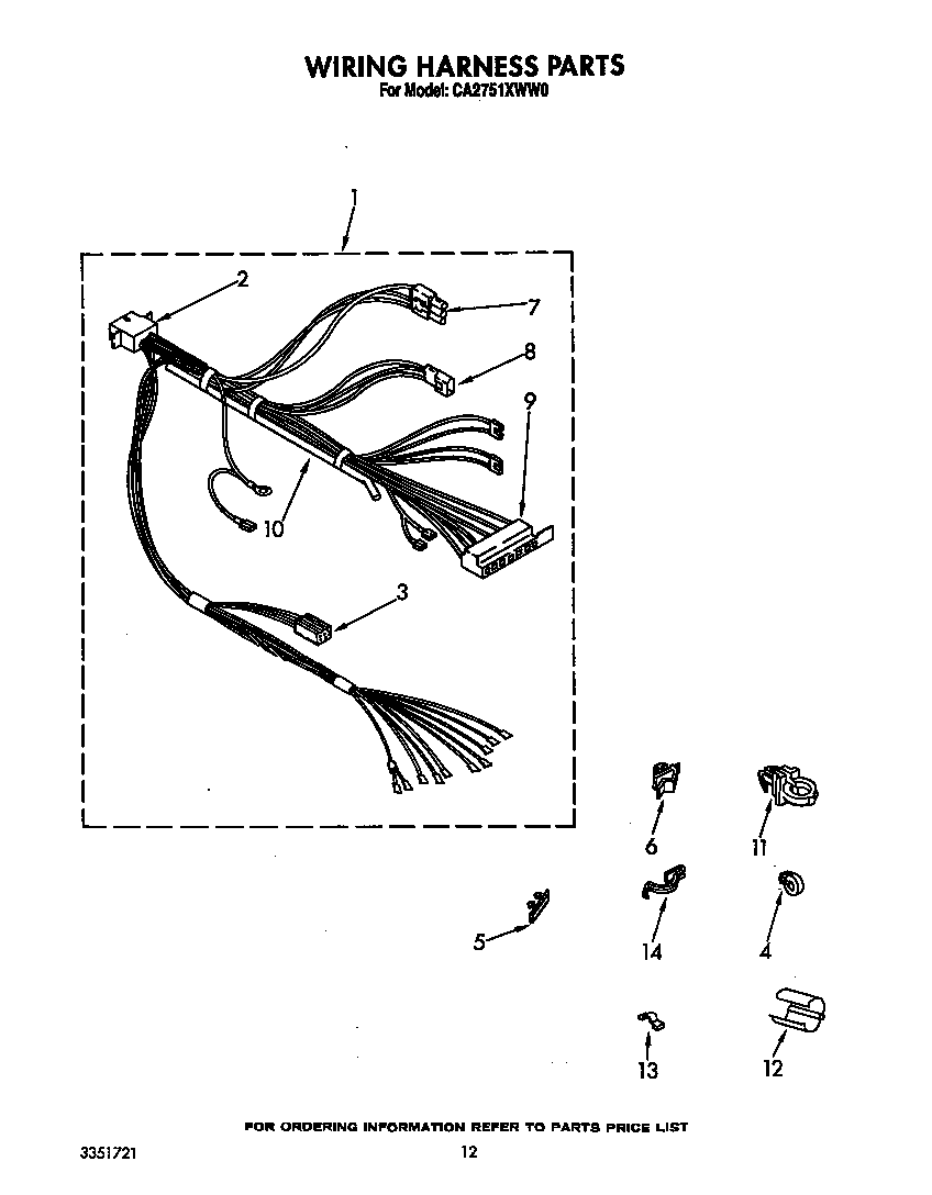 Whirlpool CA2751XWW0 wiring harness diagram