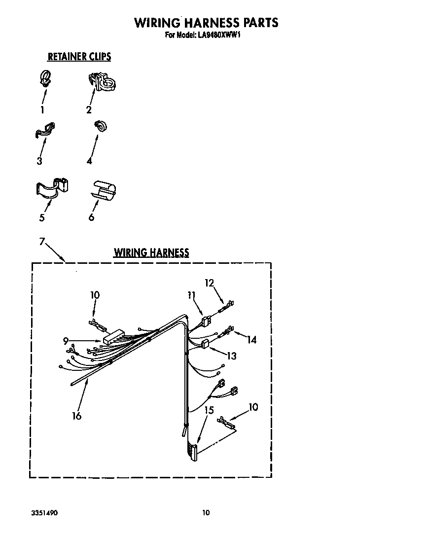 Whirlpool LA9480XWW1 wiring harness diagram