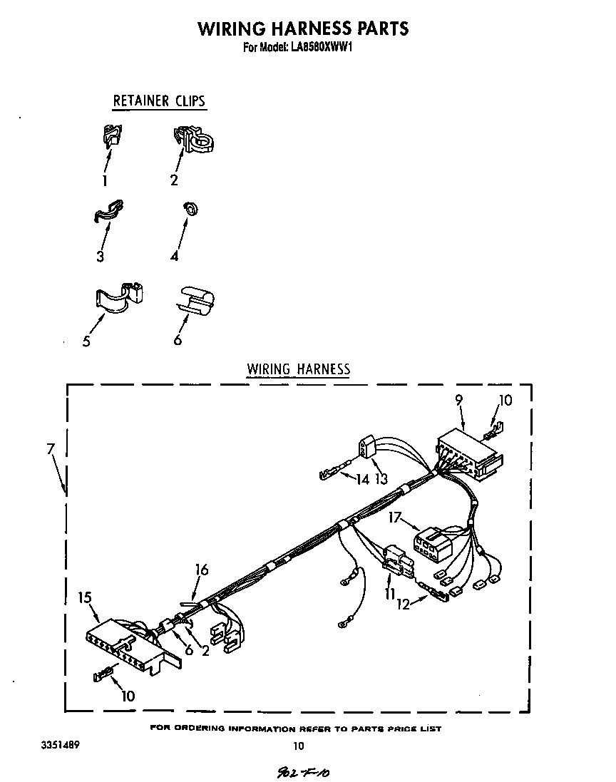 Whirlpool LA8580XWW1 wiring harness diagram