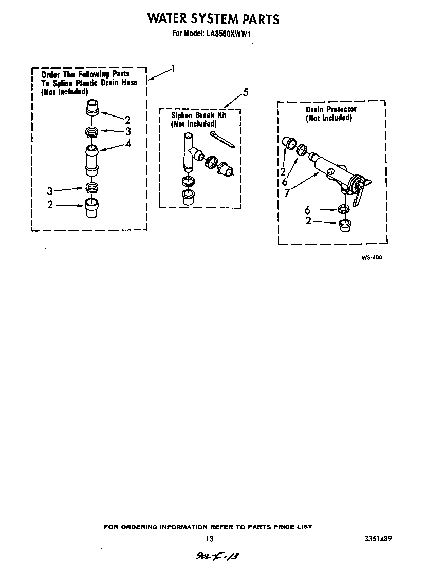 Whirlpool LA8580XWW1 water system diagram