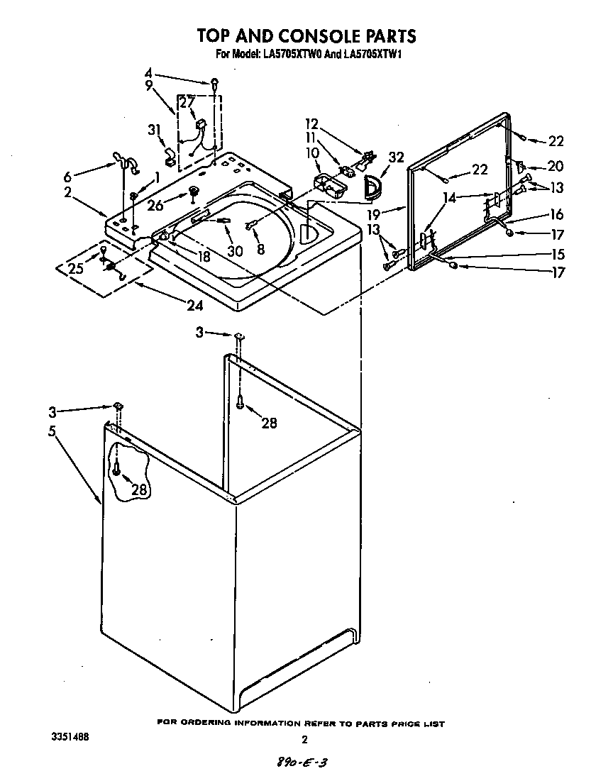 Whirlpool LA5705XTW1 literature and optional diagram