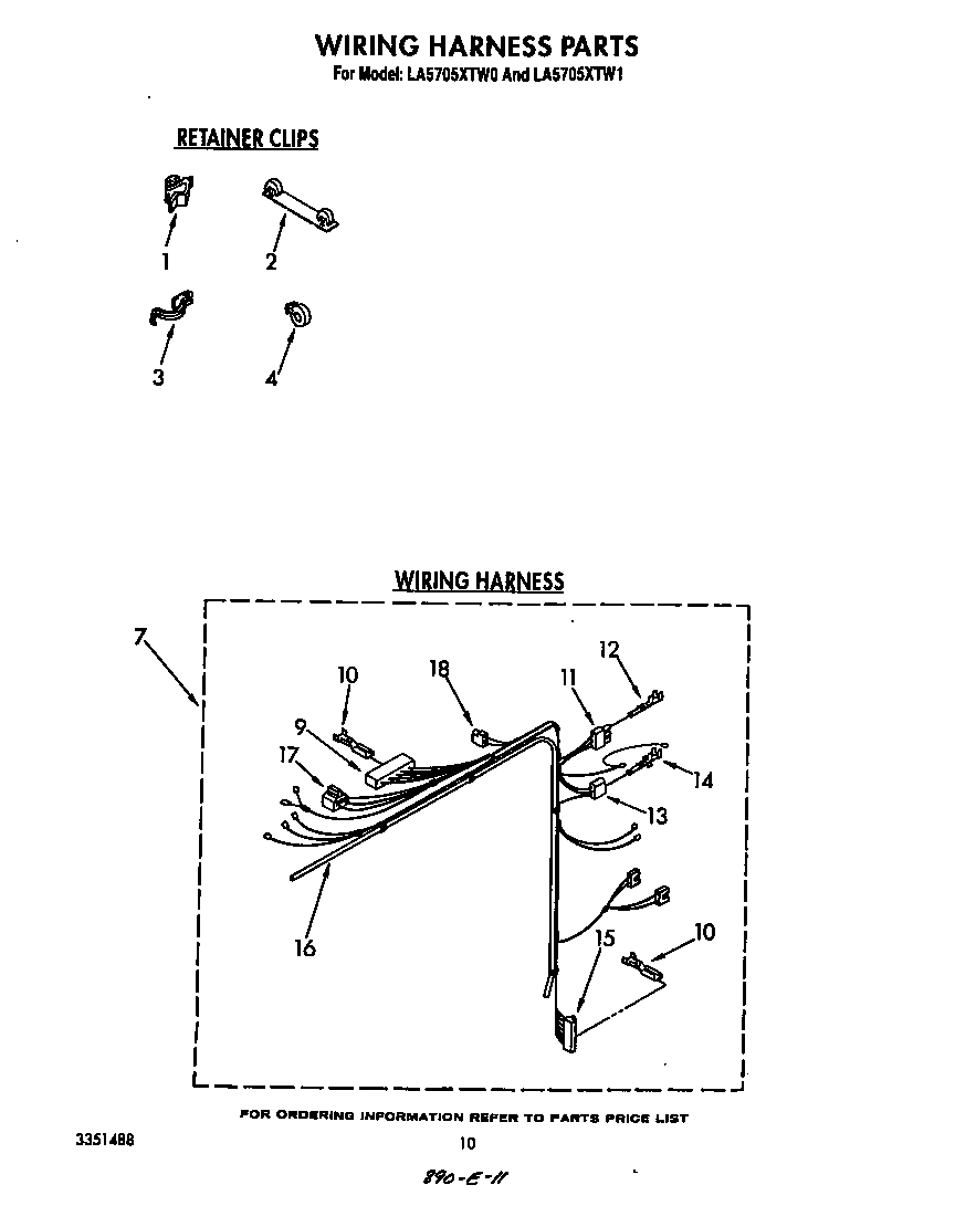 Whirlpool LA5705XTW1 wiring harness diagram