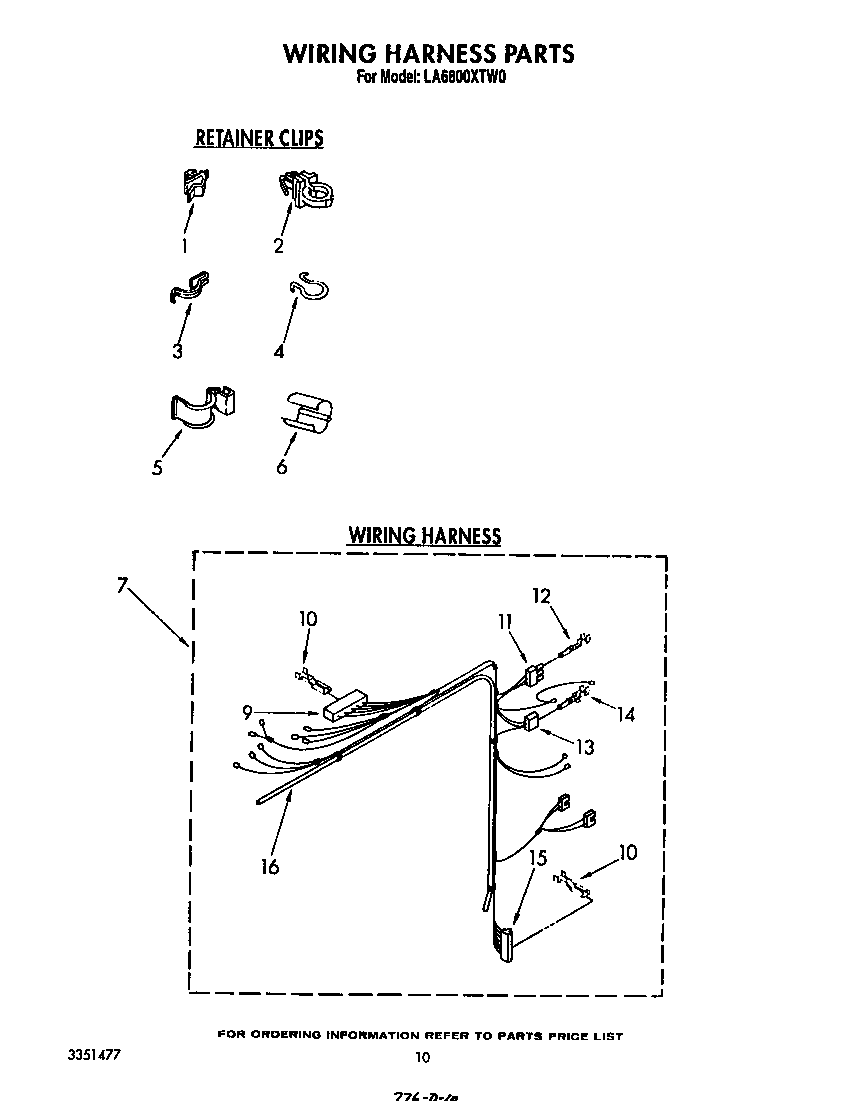 Whirlpool LA6800XTW0 wiring harness diagram