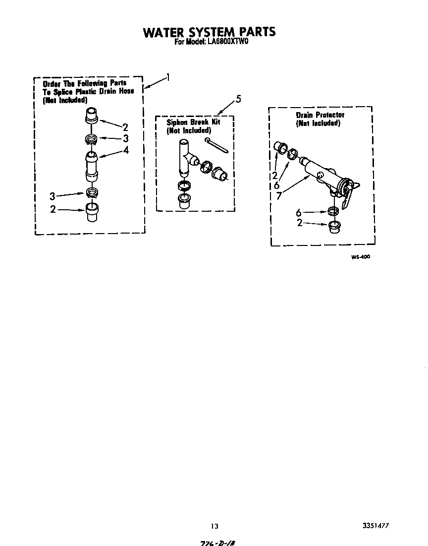 Whirlpool LA6800XTW0 water system diagram