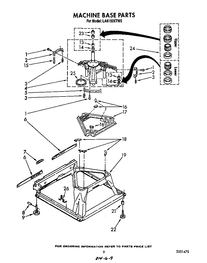 Whirlpool LA6150XTW0 machine base diagram