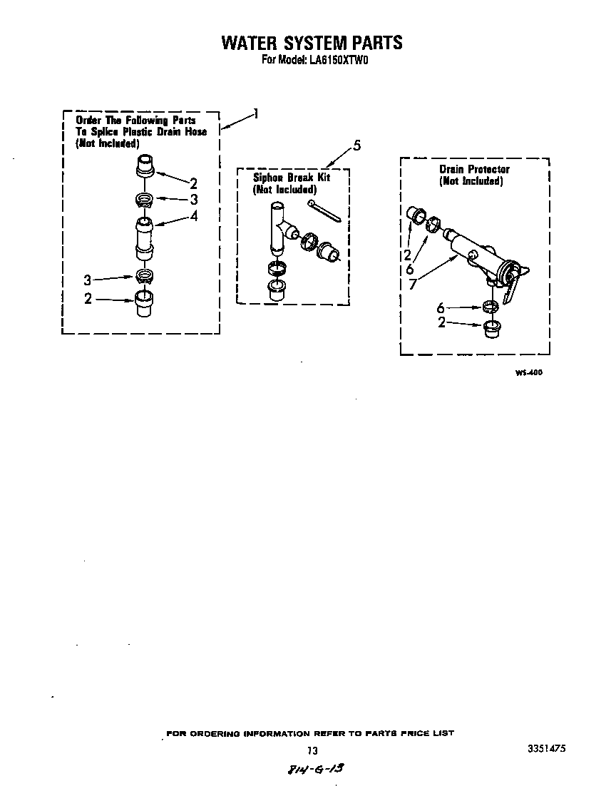 Whirlpool LA6150XTW0 water system diagram