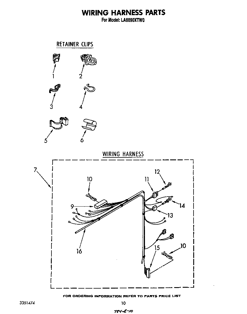Whirlpool LA6090XTW0 wiring harness diagram