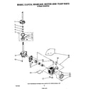 Whirlpool LA5420XTW0 brake, clutch, gearcase, motor and pump diagram