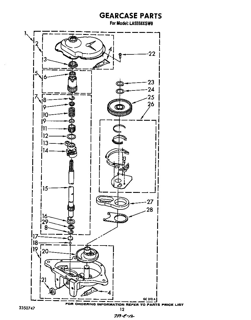 Whirlpool LA5558XSW0 gearcase diagram