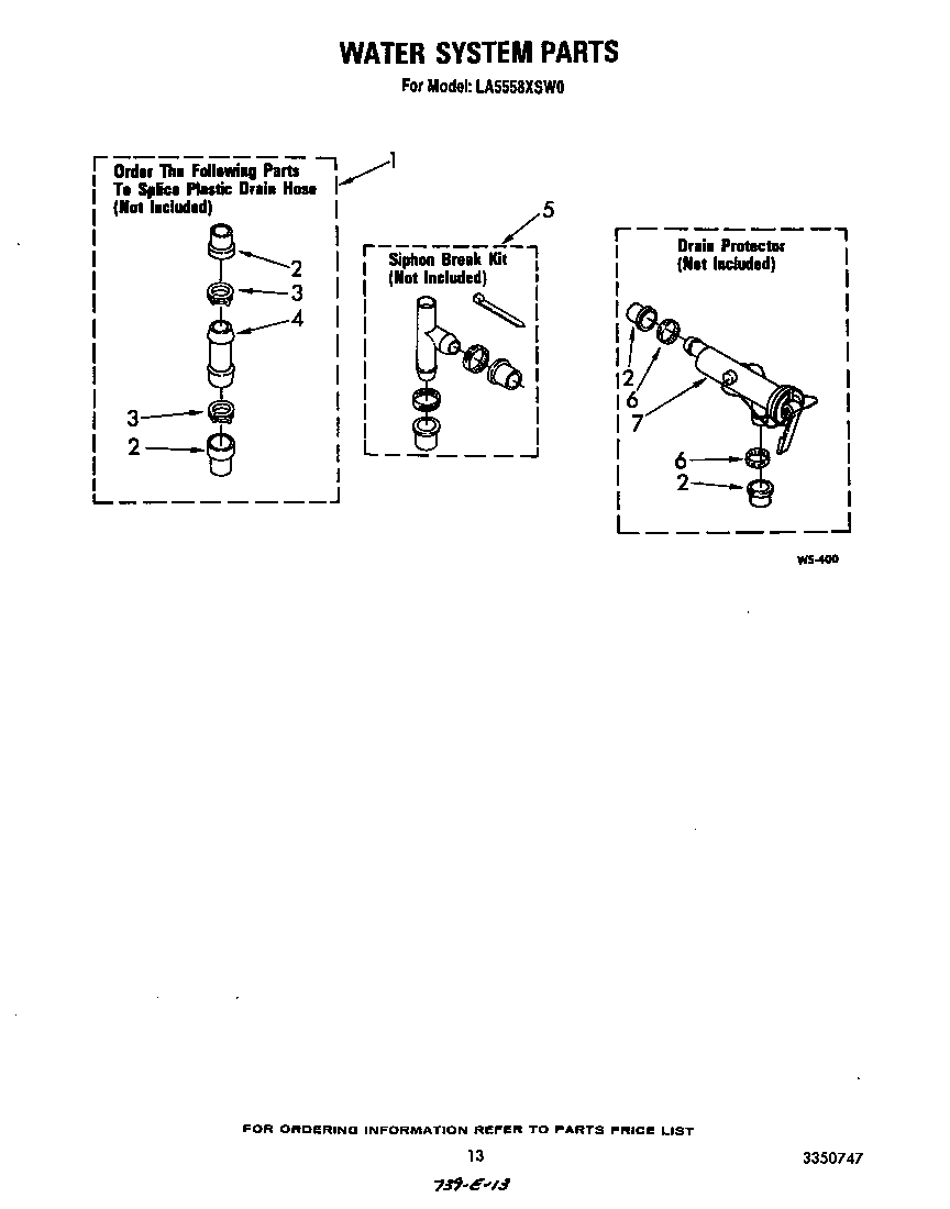 Whirlpool LA5558XSW0 water system diagram