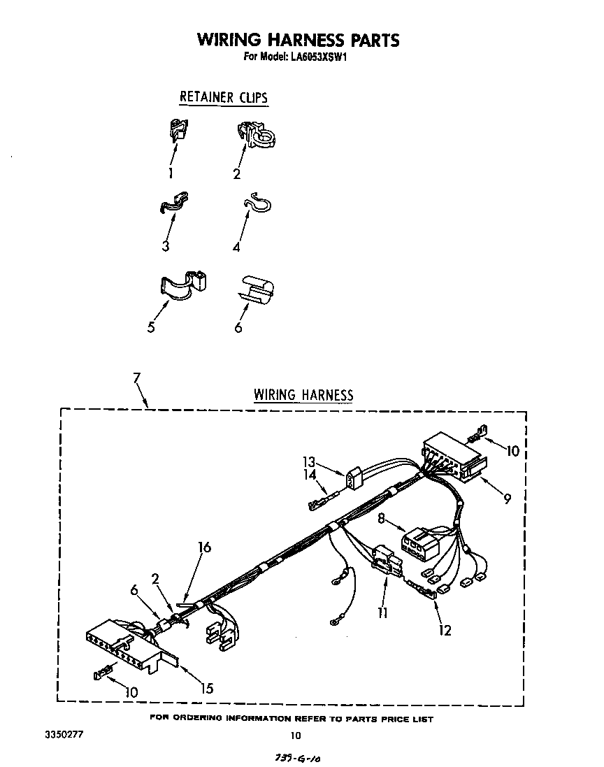 Whirlpool LA6053XSW1 wiring harness diagram