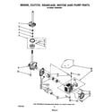 Whirlpool LA6300XSW1 brake, clutch, gearcase, motor and pump diagram