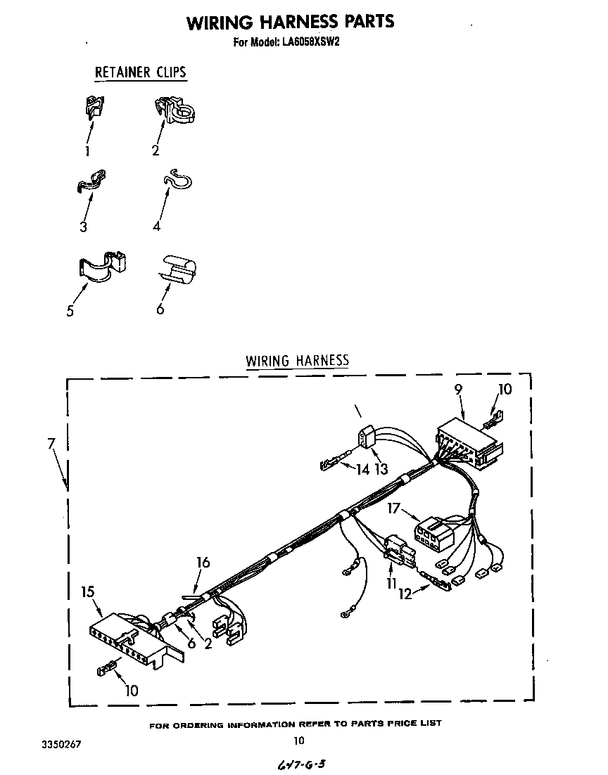 Whirlpool LA6058XSW2 wiring harness diagram