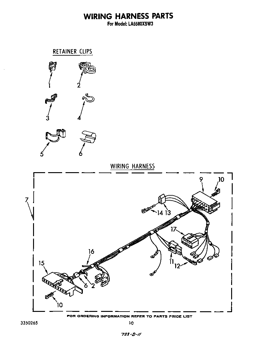 Whirlpool LA5580XSW3 wiring harness diagram