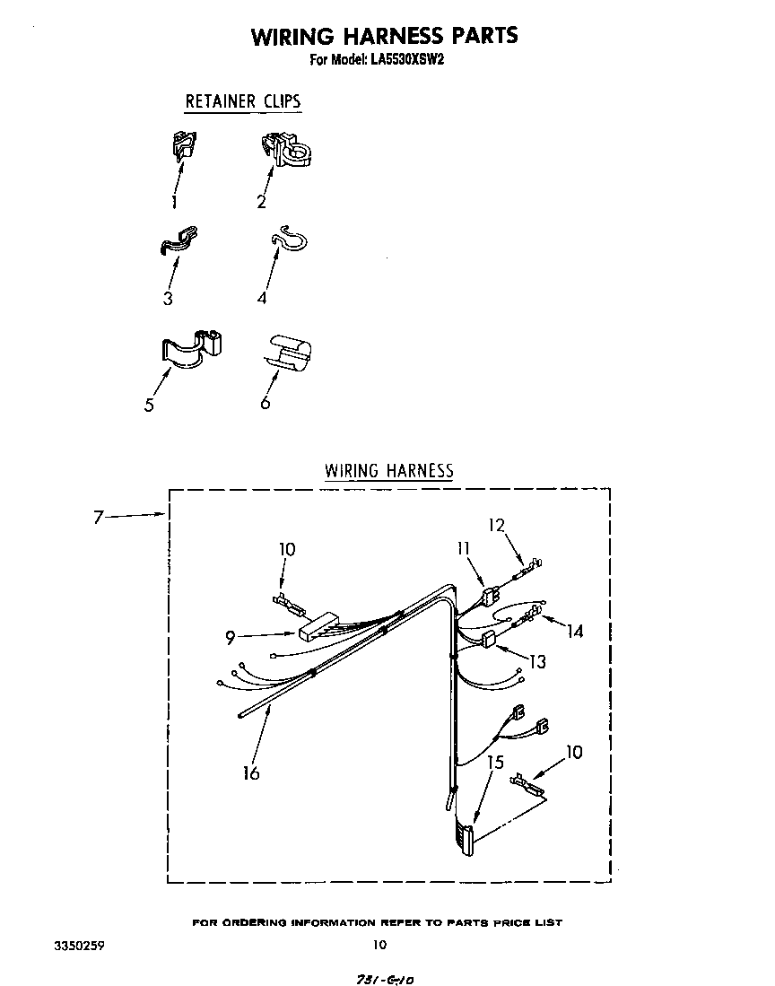 Whirlpool LA5530XSW2 wiring harness diagram