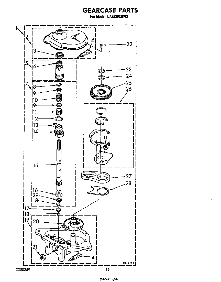 Whirlpool LA5530XSW2 gearcase diagram