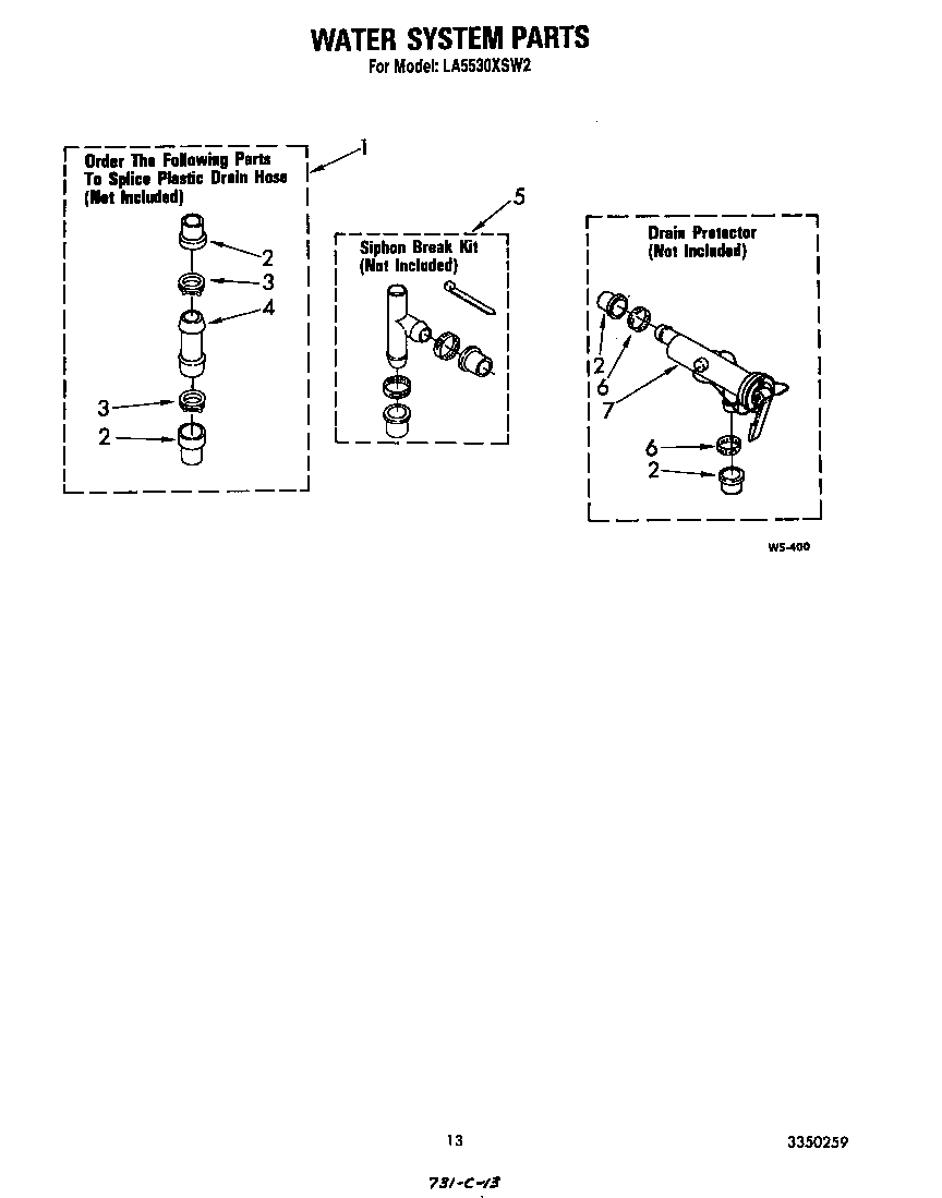 Whirlpool LA5530XSW2 water system diagram