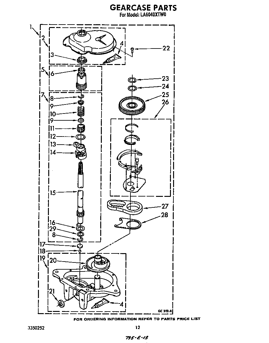 Whirlpool LA6040XTW0 gearcase diagram