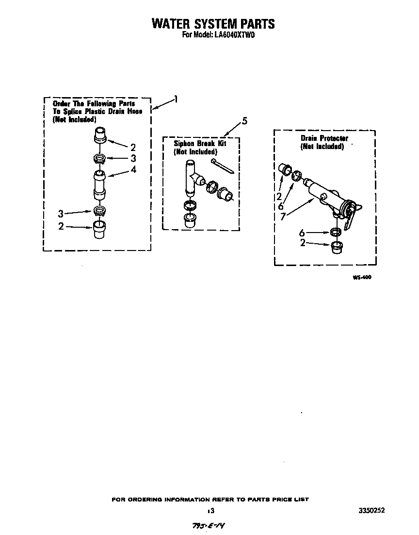 Whirlpool LA6040XTW0 water system diagram