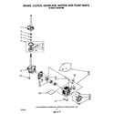 Whirlpool LA6010XTW0 brake, clutch, gearcase, motor and pump diagram